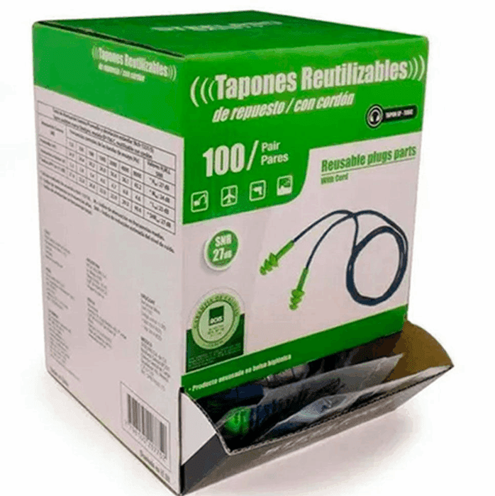 Tapón Auditivo Reutilizable Steelpro Con Bolsa 27 Db 100 Unds