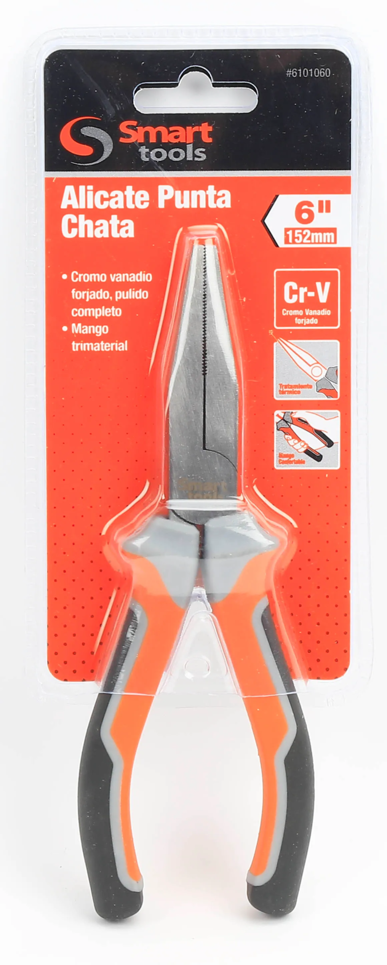 Alicate Punta Plana 6" Pulido Cr/V Mango Trimater