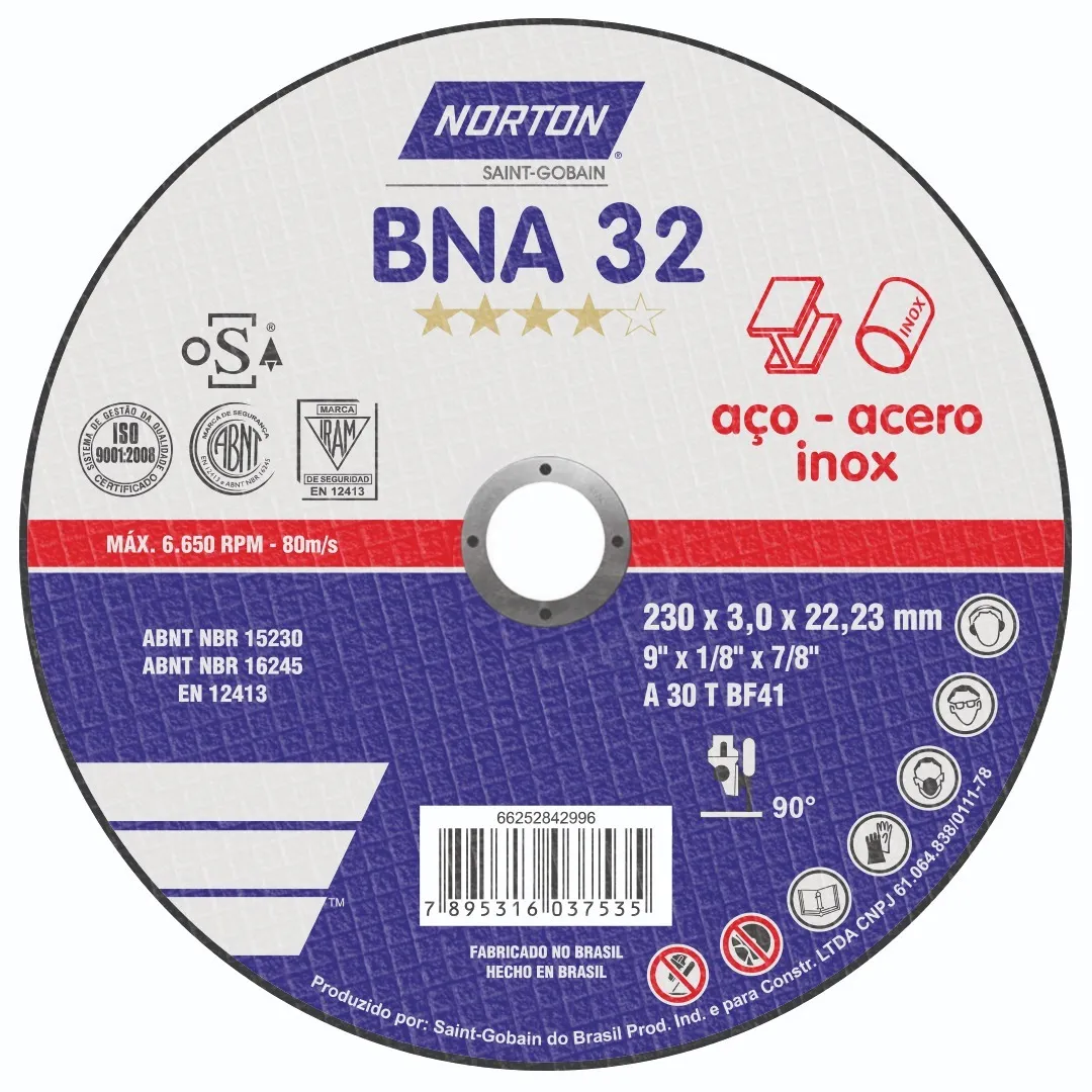 Disco Corte 9" #Bna-32 C/Plano (10105430) Norton
