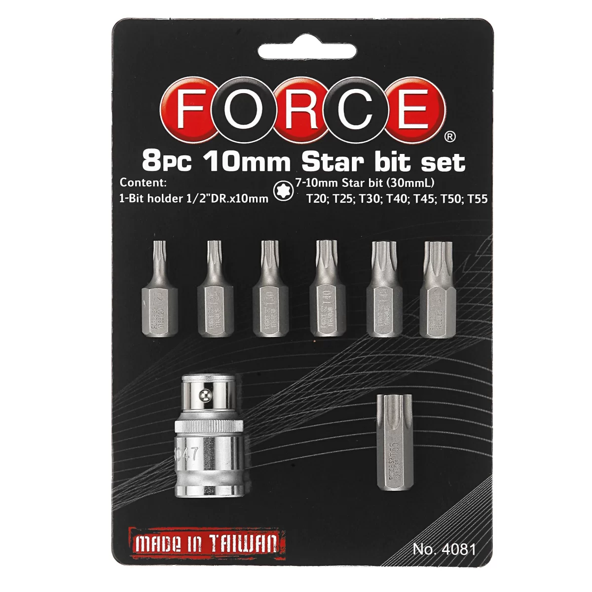 Juego Puntas Torx T20-T55 C/Dado Toma (4081) Force