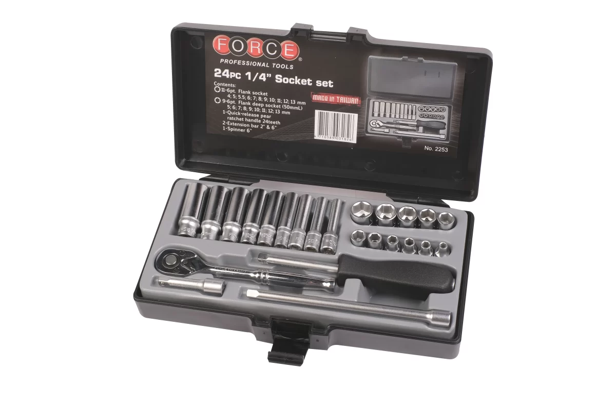 Juego Dados Hexagonal 1/4" 24 Pz., M/M.  (2253) Force