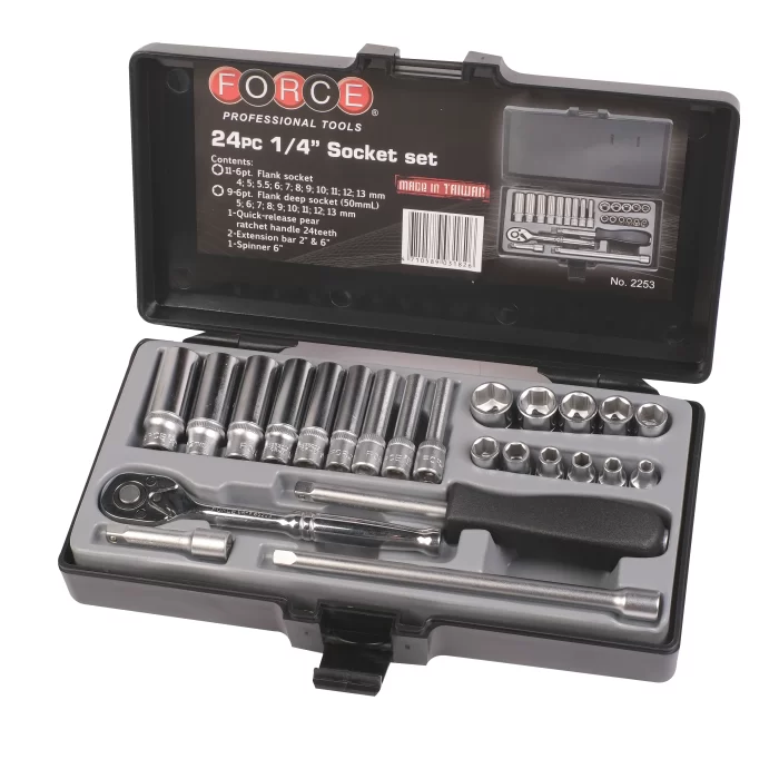 Juego Dados Hexagonal 1/4" 24 Pz., M/M.  (2253) Force