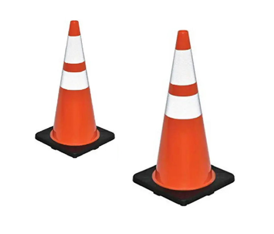 Cono Reflectivo Base Negra Pesada Resistente Antiviento 36"