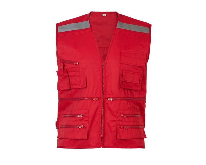 Chaleco Geólogo De Gabardina Rojo
