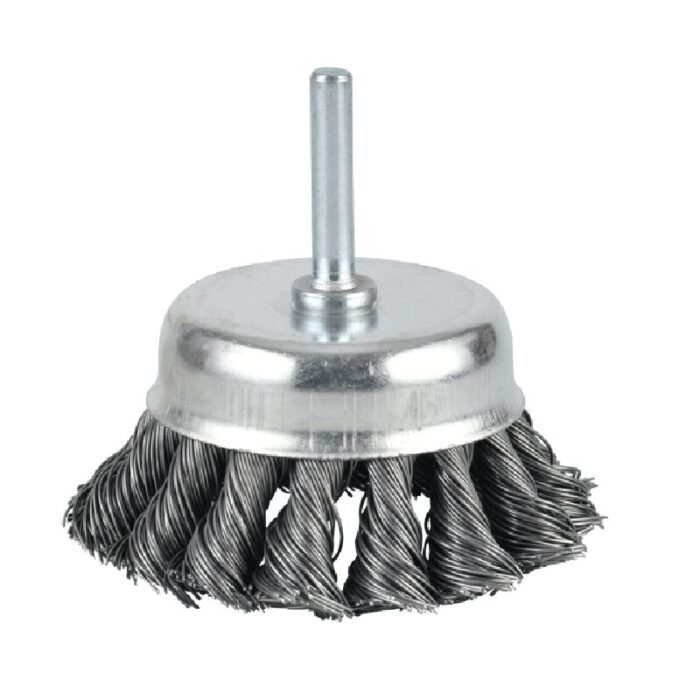 Grata Copa Conica Acero Trenzado 3" C/Vastago