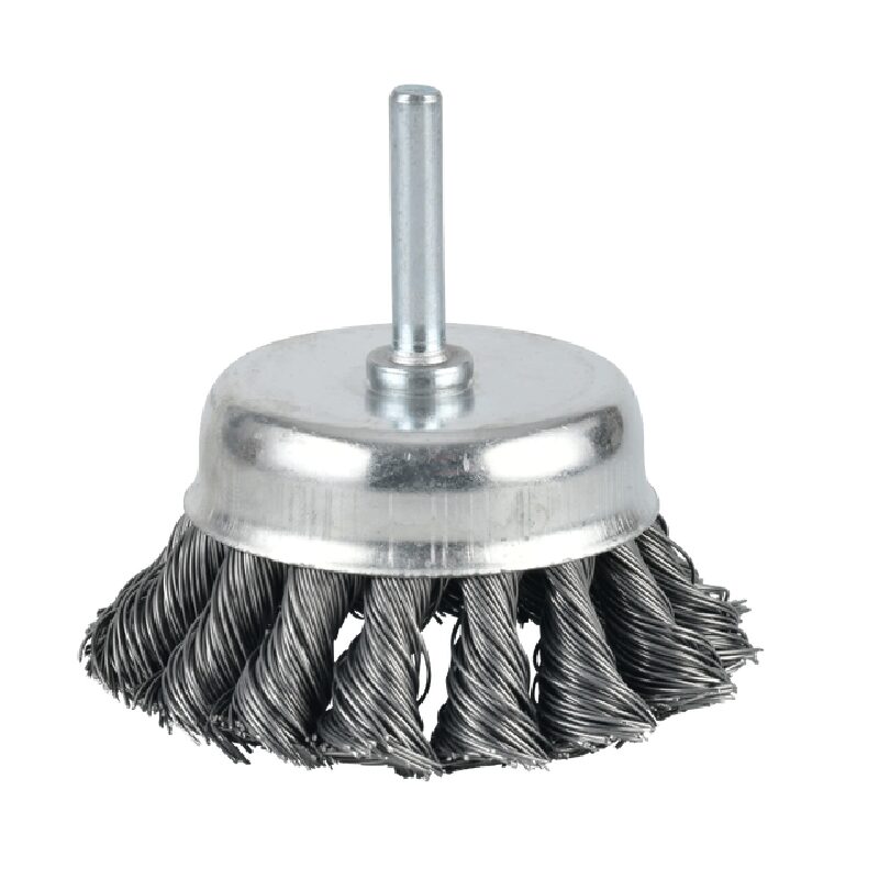 Grata Copa Conica Acero Trenzado 3" C/Vastago