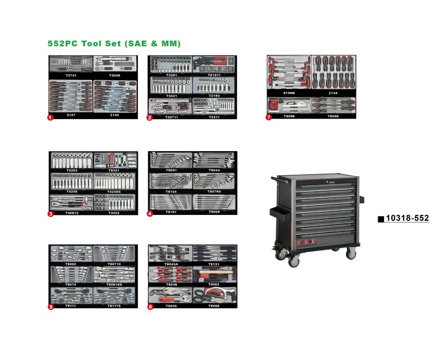 MUEBLE 8 GAVETAS, 552 HERRAMIENTAS (10318-552).png2 Caja de Herramienta Metalica con 8 Gavetas, 552 Herramientas Force