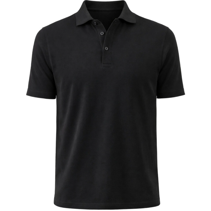Polera Pique Manga Corta Negra T/L