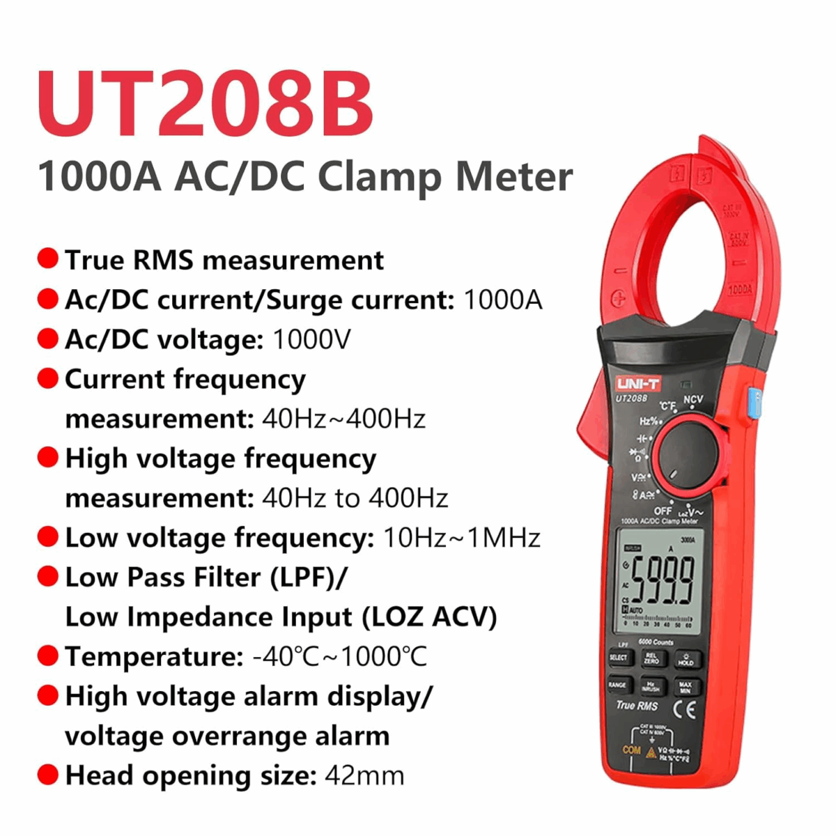 UT208B Amperimetro Tenaza Digital Profesional
