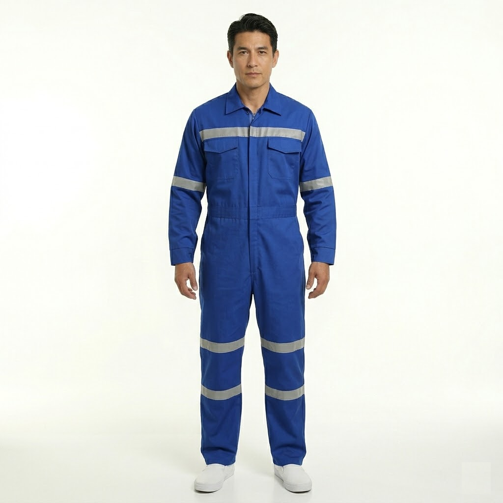 Overol Poplin Con Reflectantes Azul Rey T/Xxxl