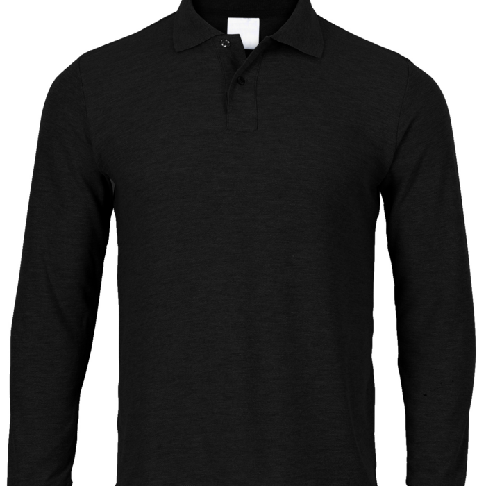 Polera Pique Manga Larga Negra T/L