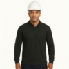 Polera Pique Manga Larga Negra T/M