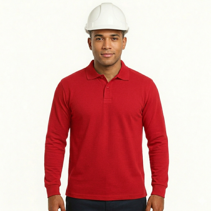 Polera Pique Manga Larga Roja T/L