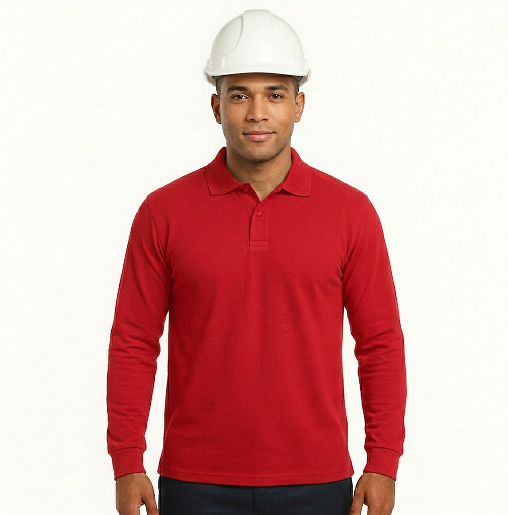 Polera Pique Manga Larga Roja T/L