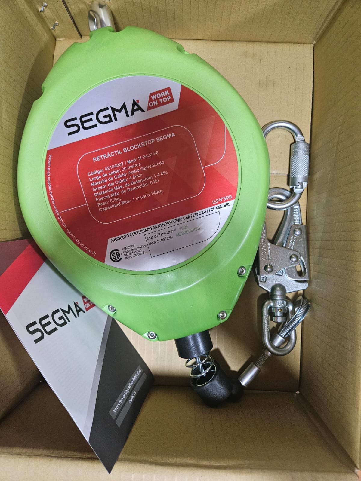 retractin 20 metros segma Retráctil Blockstop 20,0 Mts